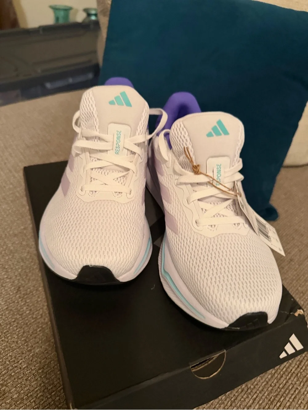 NEW! adidas Women’s White Athletic Shoes with Purple Lining and Pastel Accents